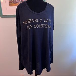 Lane Bryant Navy Blue Sweater 18/20 longe sleeve knit statement